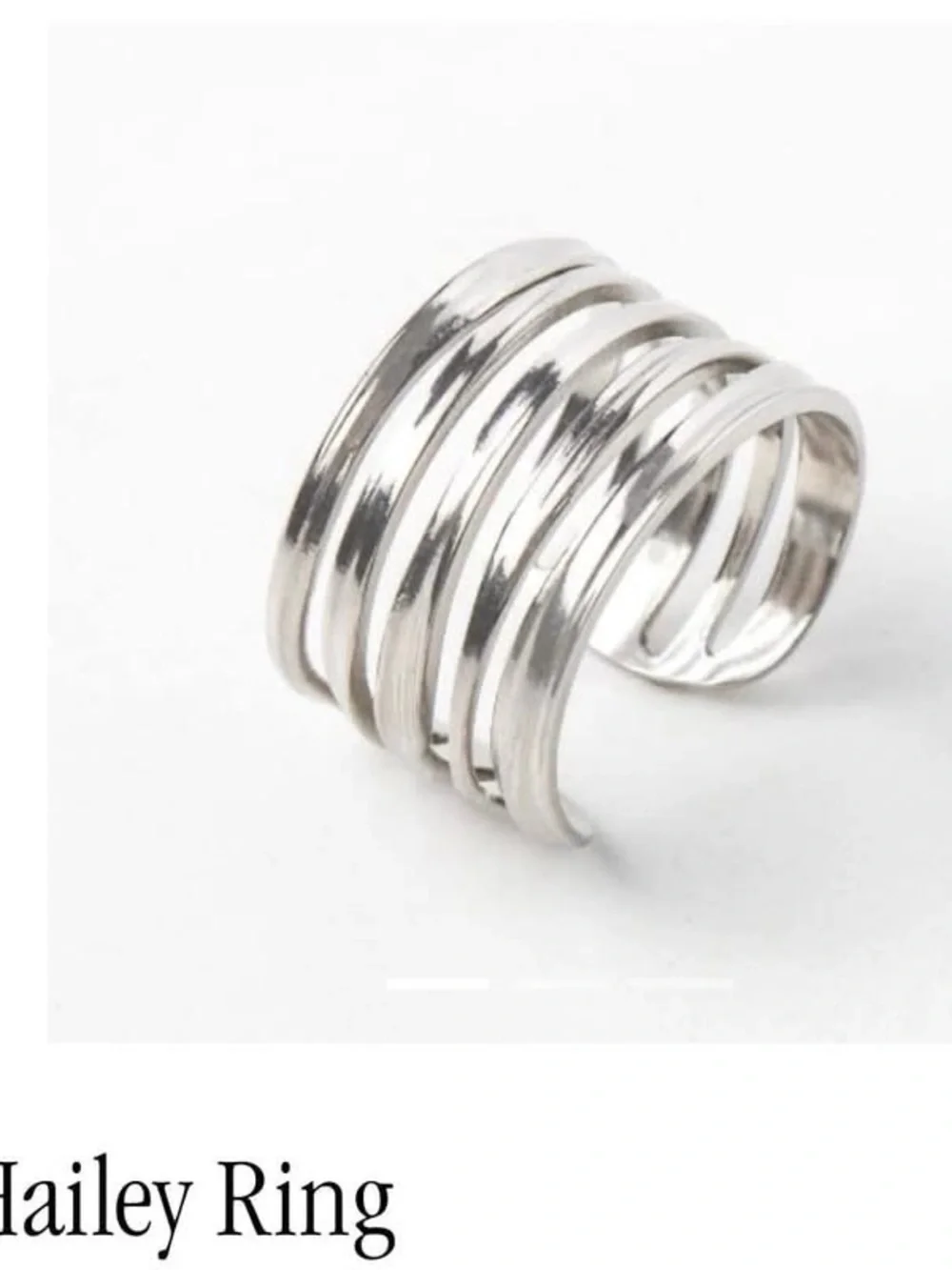 Plunder Hailey Silver Tone Multi-Band Elegant Statement Ring Adjustable